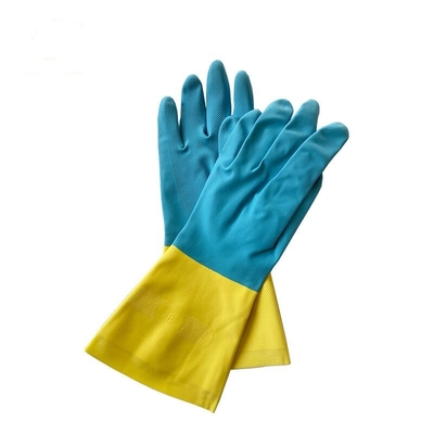 Химикат промышленной перчатки анти- неопрена утечки Bicolor голубой желтый отрезал устойчивое