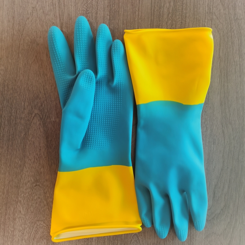 Кухни очищая латекса промышленная Bicolor перчатки домочадца сгущать химическая устойчивость